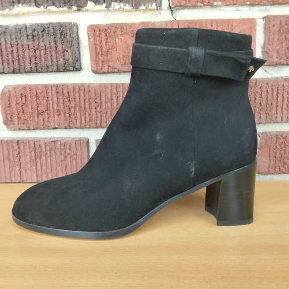 NWOT Kate Spade Madelaine Suede Ankle Strap Heeled Booties in Black Sz. 6B - Picture 4 of 10